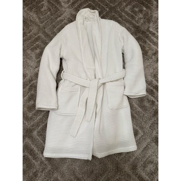 Hotel Collection Cotton Waffle Textured Bath Robe White Small - Picture 8 of 11